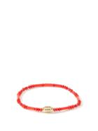 Matchesfashion.com Luis Morais - Good Luck Gemstone & 14kt Gold Beaded Bracelet - Mens - Red