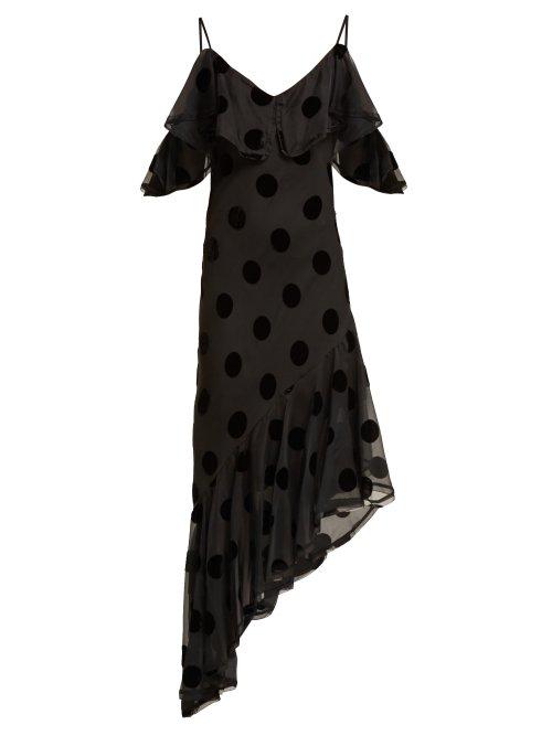 Matchesfashion.com Maria Lucia Hohan - Raine Polka Dot Asymmetric Dress - Womens - Black