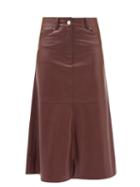 Stand Studio - Riley Faux-leather A-line Midi Skirt - Womens - Burgundy