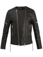 Balmain Double-zip Grained-leather Jacket