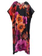 Camilla - Midnight Poppy-print Silk Kaftan Dress - Womens - Black Print