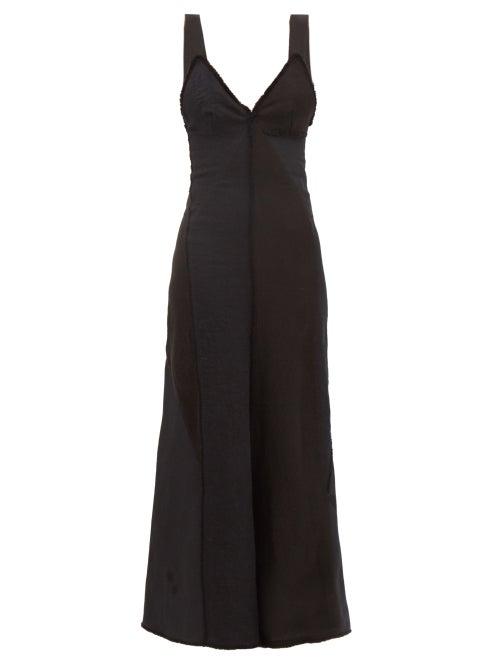 Chlo - Frayed Linen Maxi Dress - Womens - Black