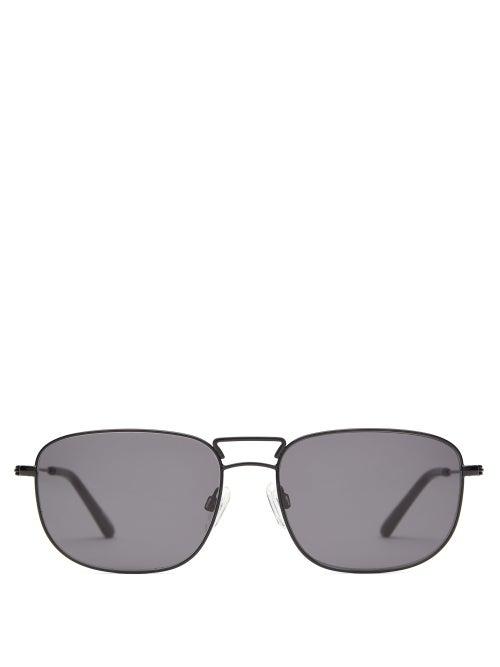 Matchesfashion.com Sun Buddies - Giorgio Square Metal Sunglasses - Mens - Black