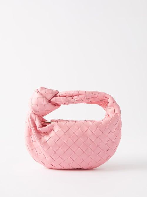 Bottega Veneta - Jodie Mini Intrecciato-leather Clutch Bag - Womens - Light Pink