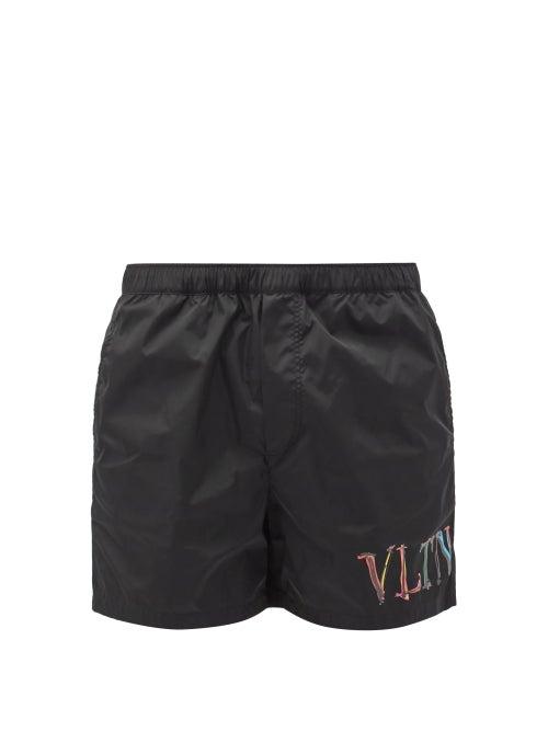 Matchesfashion.com Valentino - Vltn-print Swim Shorts - Mens - Black