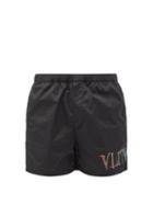 Matchesfashion.com Valentino - Vltn-print Swim Shorts - Mens - Black