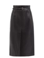 Redvalentino - Belted Leather A-line Skirt - Womens - Black