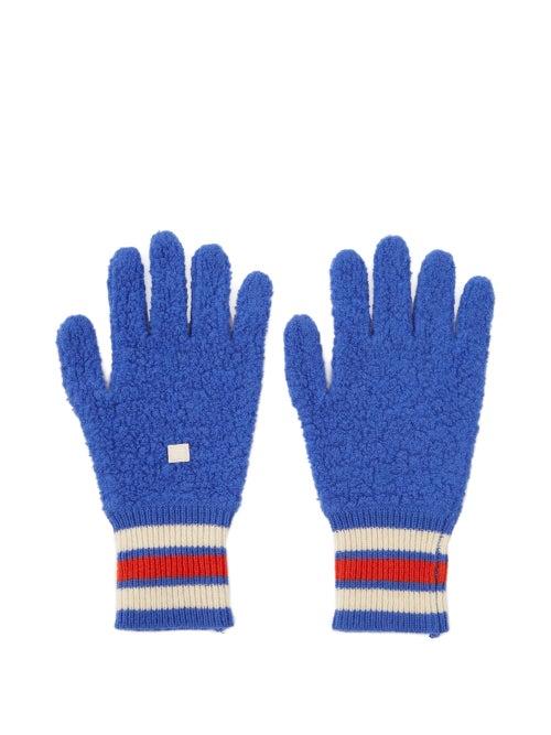 Acne Studios - Face-patch Wool-fleece Gloves - Mens - Blue