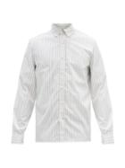 Matchesfashion.com Brunello Cucinelli - Striped Cotton Shirt - Mens - Grey Multi