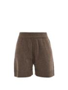 Ladies Rtw The Frankie Shop - Juno High-rise Wool-blend Shorts - Womens - Dark Brown