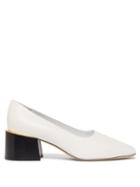 Matchesfashion.com Burberry - Margrette Square Toe Leather Pumps - Womens - White