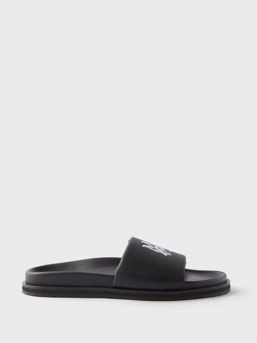 Amiri - Logo-embossed Leather Slides - Mens - Black