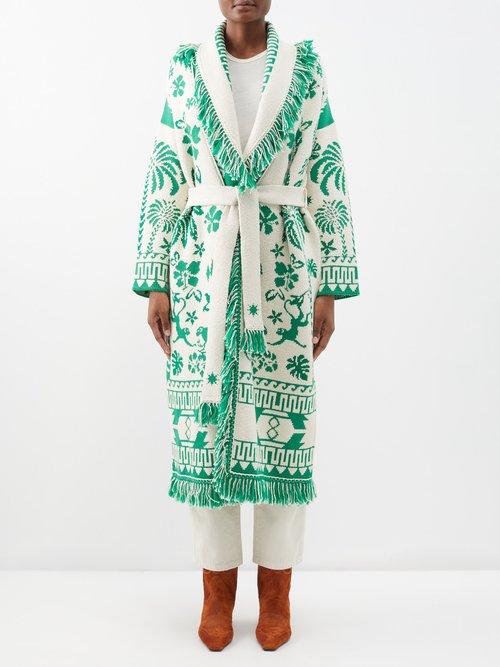 Alanui - Explosion Of Nature Wool-blend Cardigan - Womens - White Green