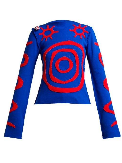 Matchesfashion.com Charles Jeffrey Loverboy - Circle And Sun Graphic Knitted Top - Womens - Blue