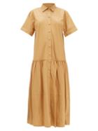 Matchesfashion.com Stand Studio - Lauren Drop-waist Leather Dress - Womens - Camel