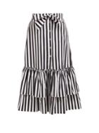 Caroline Constas Striped Tie-waist Cotton Midi Skirt