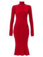 Matchesfashion.com Norma Kamali - Fluted-hem Jersey Midi Dress - Womens - Red