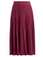 Matchesfashion.com Marni - Ribbed Knit Wool Skirt - Womens - Red Multi