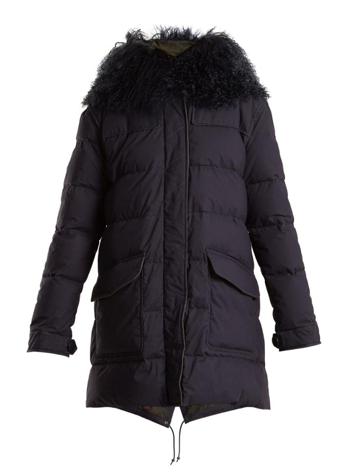 Mr & Mrs Italy Mongolian-fur Lined Padded Coat