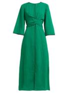 Matchesfashion.com Cefinn - Wrap Bodice Voile Midi Dress - Womens - Green Multi