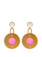 Matchesfashion.com Marni - Crystal Drop Disc Earrings - Womens - Pink
