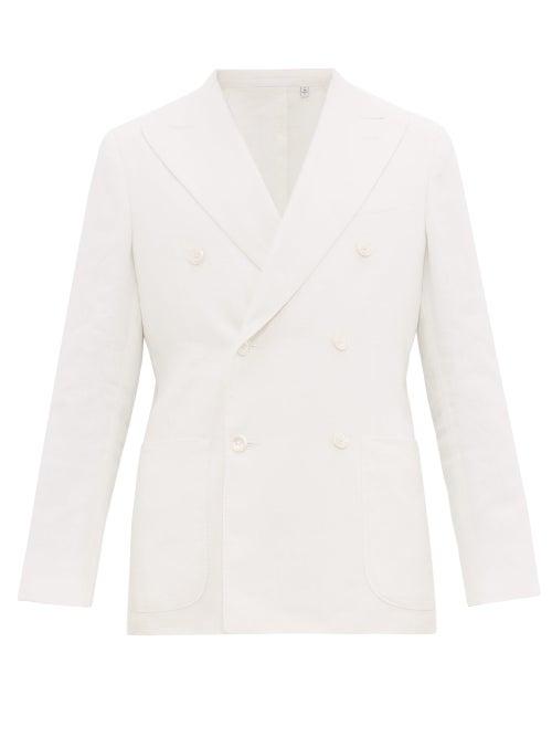 Matchesfashion.com Odyssee - Henri Double Breasted Twill Blazer - Mens - White