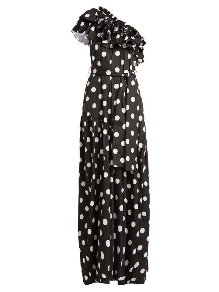 Caroline Constas Rhea Ruffled Cotton-blend Dress
