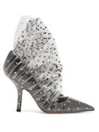 Matchesfashion.com Midnight 00 - Crystal Embellished Tulle And Pvc Pumps - Womens - Black