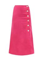 Ladies Beachwear Belize - Rosa Buttoned Linen Midi Skirt - Womens - Pink