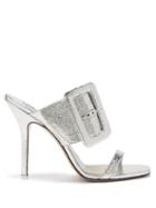 Matchesfashion.com The Attico - Ester Crackled Metallic-leather Mules - Womens - Silver