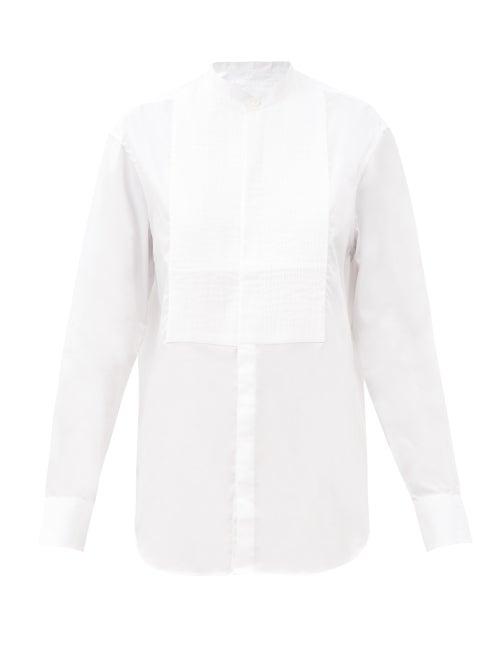 Matchesfashion.com Bourrienne Paris X - Viii Comdienne Stand-collar Cotton Bib Shirt - Womens - White