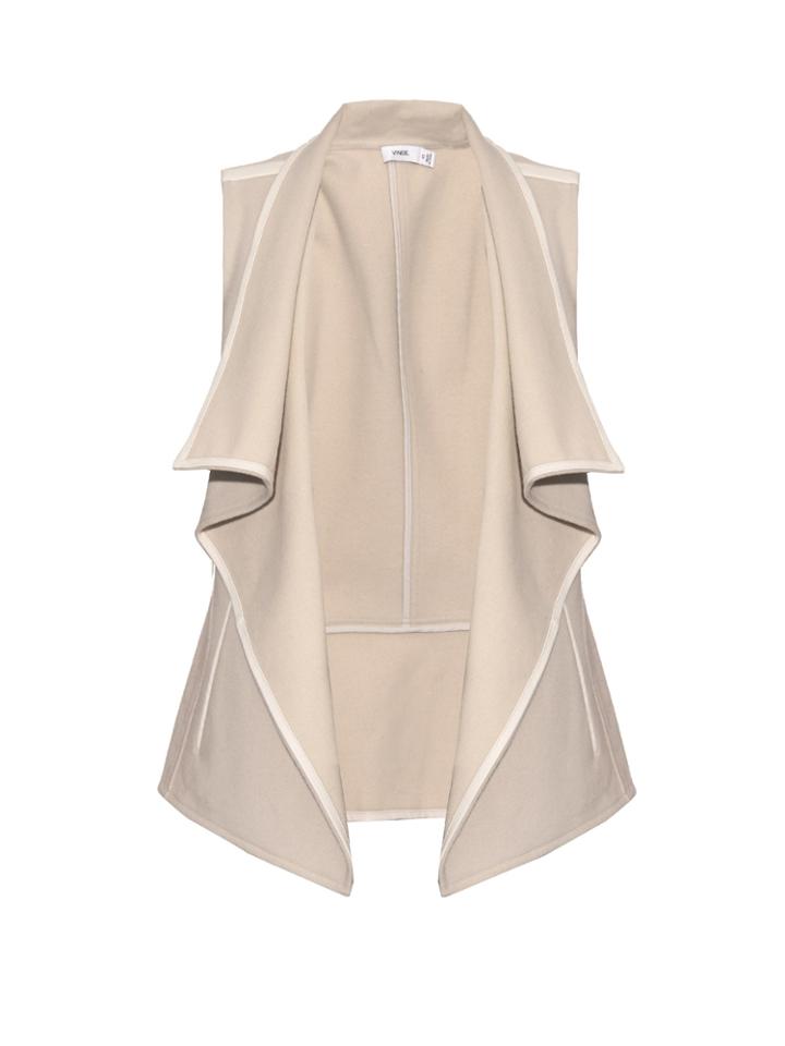Vince Leather-trimmed Drape-front Gilet