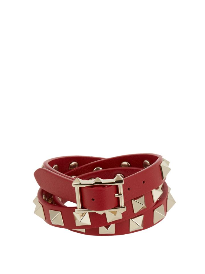 Valentino Rockstud Wrap-around Leather Bracelet