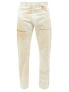 Bianca Saunders - X Wrangler Twisted-seam Knit-print Jeans - Mens - White