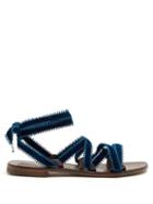 Matchesfashion.com Lvaro - Arpia Wraparound Velvet Sandals - Womens - Blue