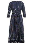 Matchesfashion.com Rhode Resort - Lena Heart Jacquard Cotton Blend Wrap Dress - Womens - Navy