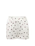 Matchesfashion.com Ganni - High-rise Polka-dot Cotton Poplin Shorts - Womens - White Multi