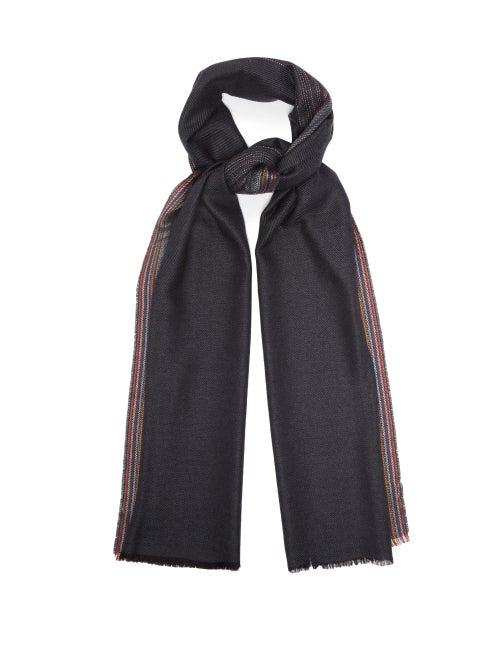 Mens Accessories Paul Smith - Artist Stripe Ombr Wool-blend Scarf - Mens - Black Multi