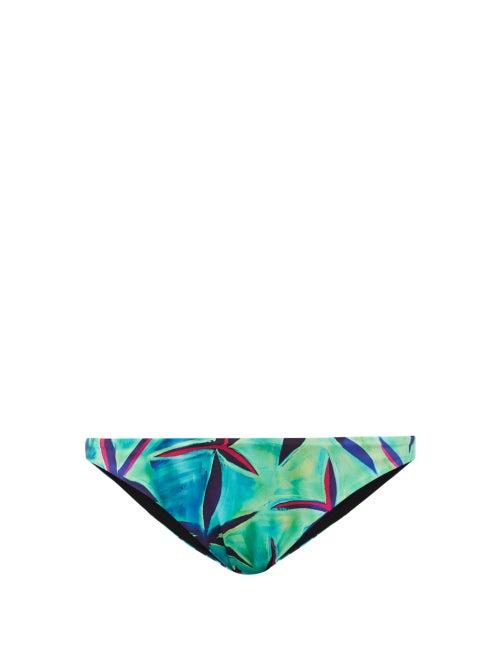Louisa Ballou - Starfish-print Recycled-fibre Bikini Briefs - Womens - Green Multi