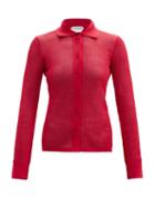 Matchesfashion.com Bottega Veneta - Point-collar Mesh Shirt - Womens - Red