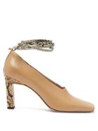 Matchesfashion.com Wandler - Isa Two-tone Square-toe Leather Pumps - Womens - Beige Multi