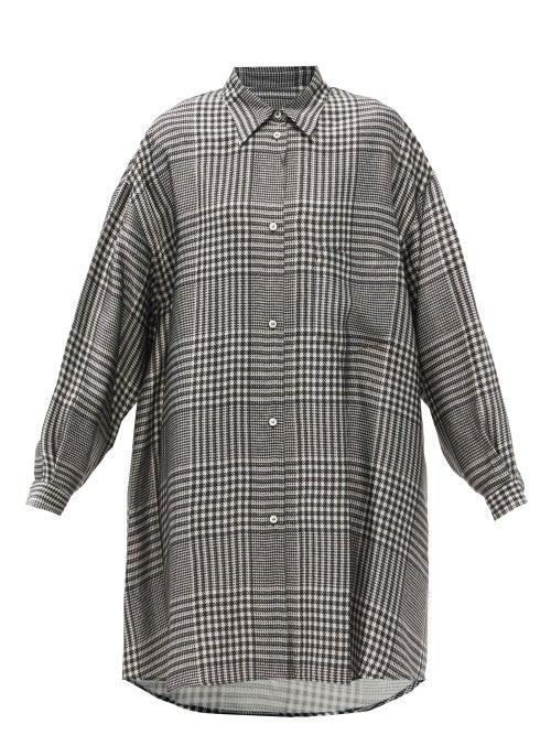 Matchesfashion.com Mm6 Maison Margiela - Prince Of Wales-print Shirt Dress - Womens - Black White