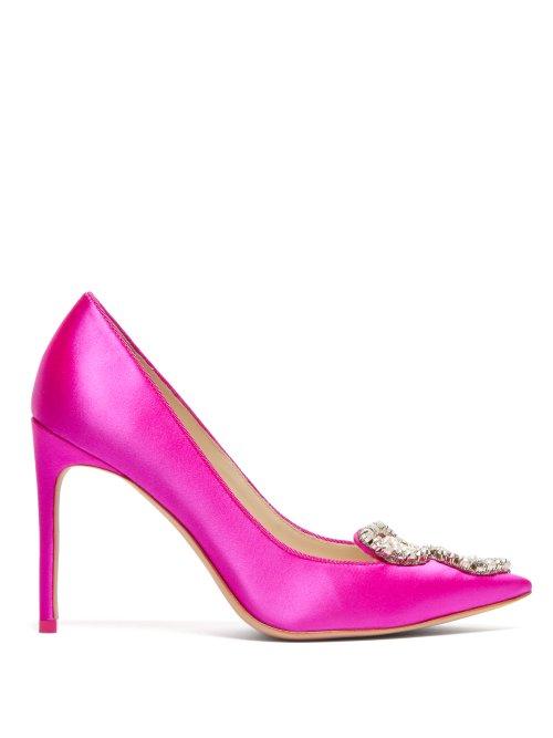 Matchesfashion.com Sophia Webster - Bibi Butterfly Embellished Satin Pumps - Womens - Fuchsia