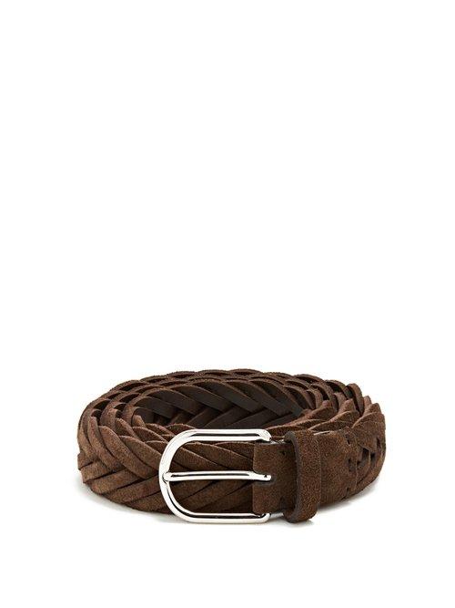 Matchesfashion.com Brunello Cucinelli - Woven Suede Belt - Mens - Brown