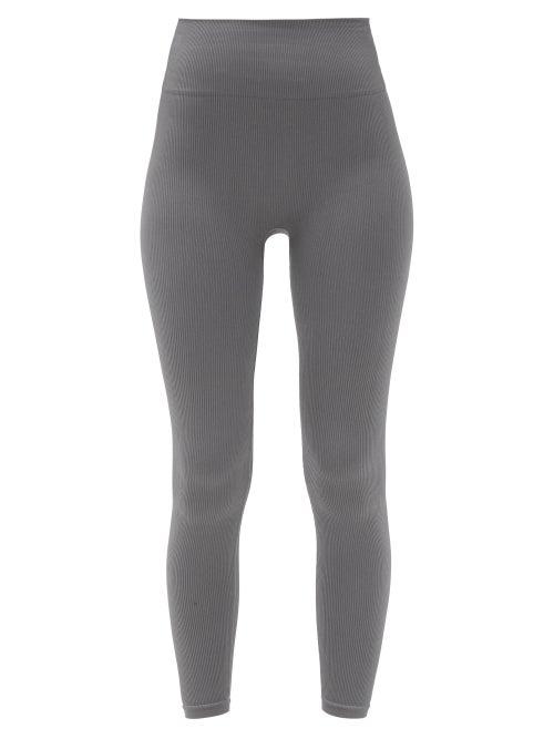 Matchesfashion.com Prism - Awaken High-rise Ribbed-jersey Leggings - Womens - Dark Grey
