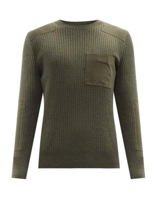 A.p.c. - Romain Patch-pocket Ribbed Sweater - Mens - Khaki