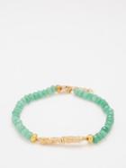 By Alona - Elia Jade & 18kt Gold-plated Anklet - Womens - Green Multi