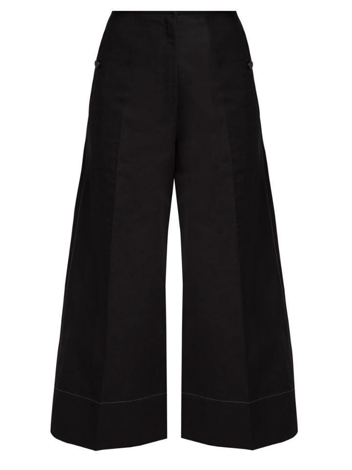 Lemaire Cotton And Linen-blend Wide-leg Cropped Trousers