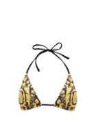 Matchesfashion.com Versace - Acanthus-print Triangle Bikini Top - Womens - Black Print