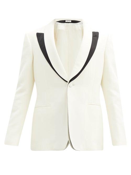 Matchesfashion.com Alexander Mcqueen - Layered-lapel Wool-blend Barathea Suit Jacket - Mens - Cream